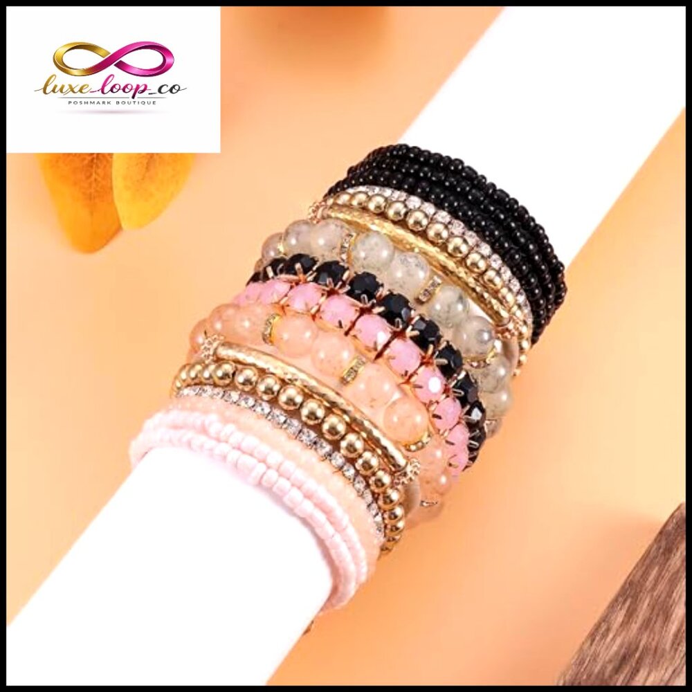 32 Piece Stackable Beaded Bracelet Set Adjustable… - image 4